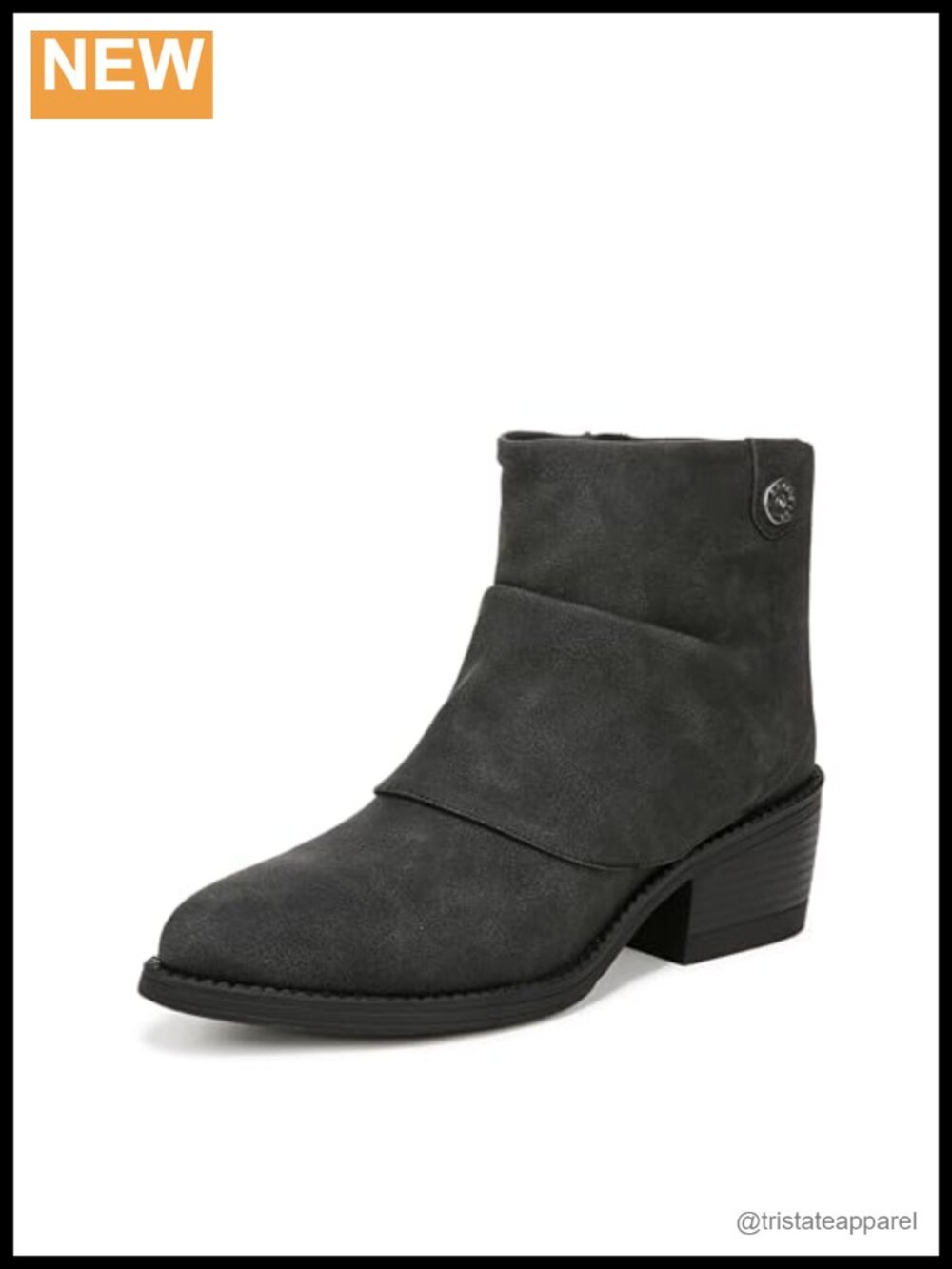 Faux Leather Vegan Ankle Boots with Stud Detail Block Heel